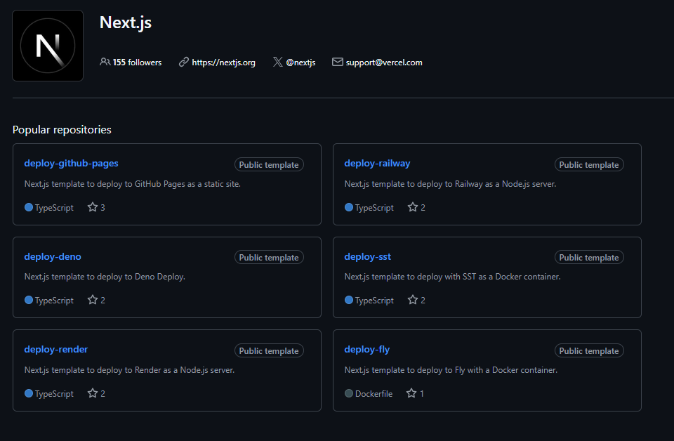 Mahmut_Jomaa's tweet photo. Damn Vercel/Next.js just provided a dozen examples for different hosting providers. Where are the haters now? :) 
@github @Railway @deno_land @SST_dev @render @flydotio @vercel @nextjs https://t.co/uP2vtqOj0T