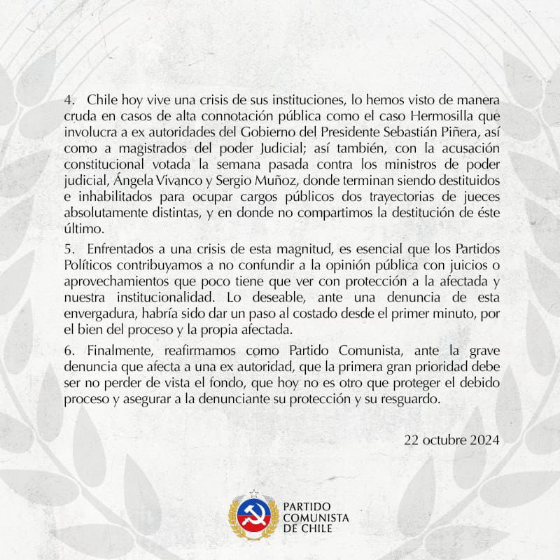 PCdeChile's tweet photo. 🔴 A continuación, puedes leer la declaración de nuestro Partido ante los recientes acontecimientos que involucran al ex Subsecretario de Interior 
#Chile #Monsalve #declaracion #pc https://t.co/AHdb4vqjtM