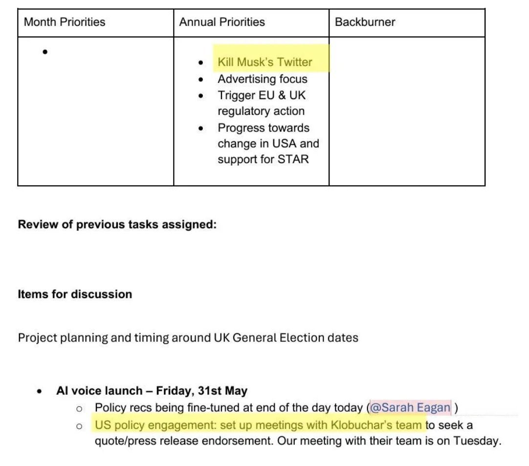 JohnStrandUSA's tweet photo. WOW: Leaked confidential documents from the “Center for Countering Digital Hate” prove that they are systematically attempted to "Kill Musk's Twitter" by triggering EU regulations, targeting advertisers, and engaging in covert techniques to destabilize the platform and its finances.

The British CCDH hosted a private meeting with representatives from the White House, Rep. Adam Schiff’s office, the State Department, and Media Matters for America.

The public deserves to know the organization and people behind this covert war against Elon Musk and free speech. Share!
