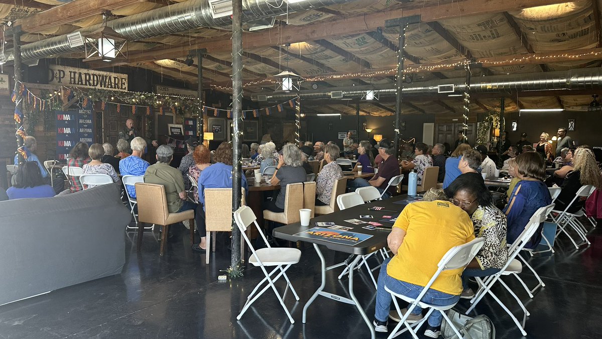Mark Kelly has landed.  He’s speaking to a group here in Sierra Vista about the importance of veterans voting.