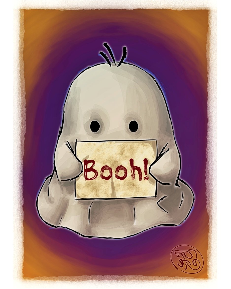 Booh! Are you afraid of ghosts? I think he's a friendly one :D
*
*
*
*
* 
#halloweenspirit #halloween #halloweenart #ghost #spookyseason #spooky #artist #cuteart #csp #clipstudiopaint #drawing #mangaartist #germanmangaka #artwork #fall #october