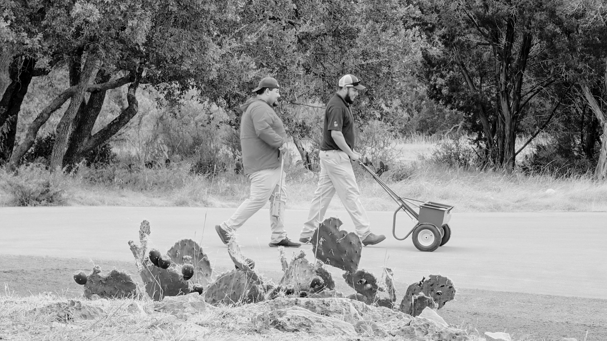 TPCSanAntonio's tweet photo. It’s all hands on deck this week for the TPC San Antonio Agronomy Team! The overseed process is officially underway on The Oaks course. Huge thanks to the team for their hard work and dedication. Excited to see the results! #GolfCourse #TeamWork #TPCSanAntonio https://t.co/58pCIVvp5V
