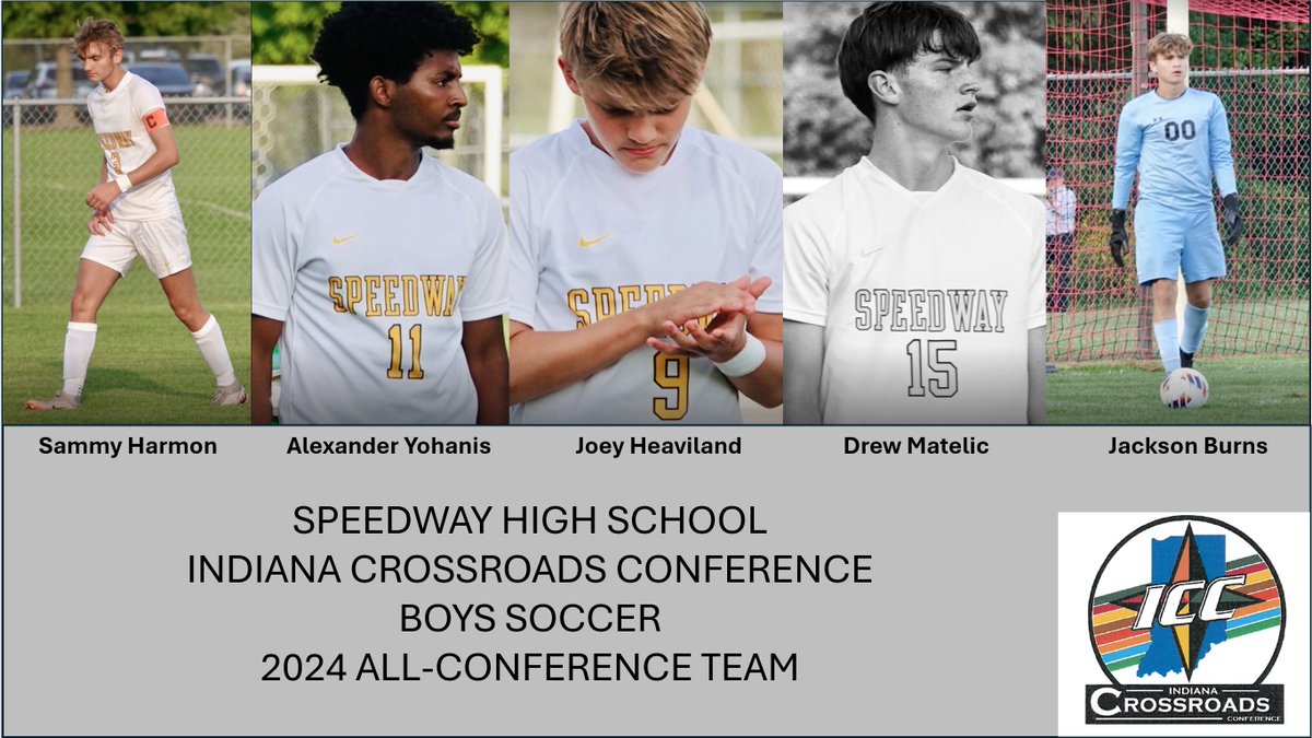 Congrats to Seniors Sam Harmon, Alexander Yohanis and Jackson Burns and Juniors Joey Heaviland &amp; Drew Matelic for being named to the 2024 Indiana Crossroads All-Conference Team.