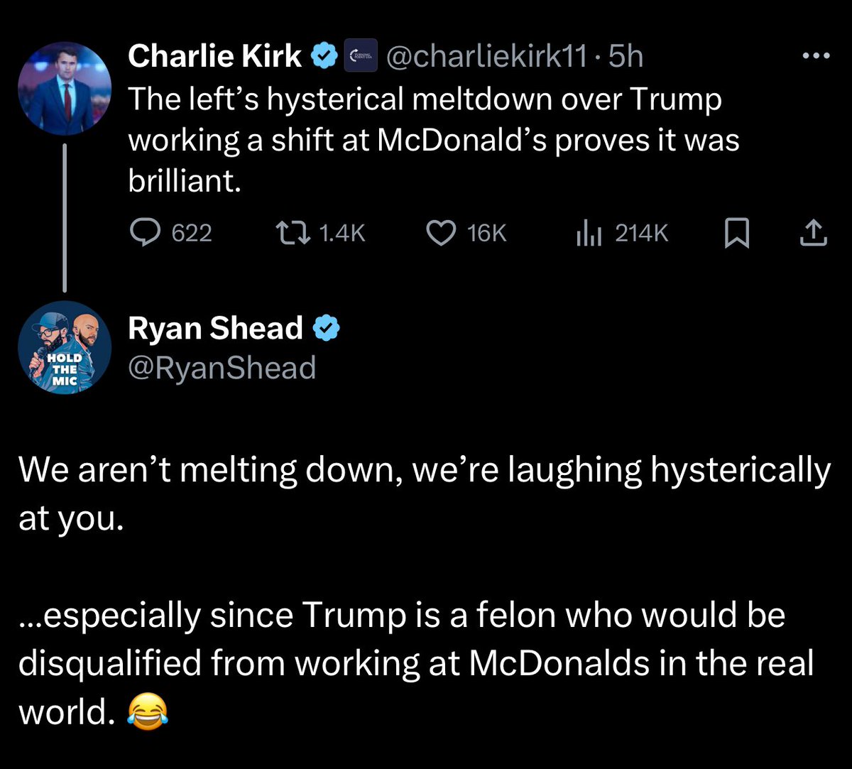 Is anyone on our side melting down over Trump’s campaign stunt at McDonalds? 😂