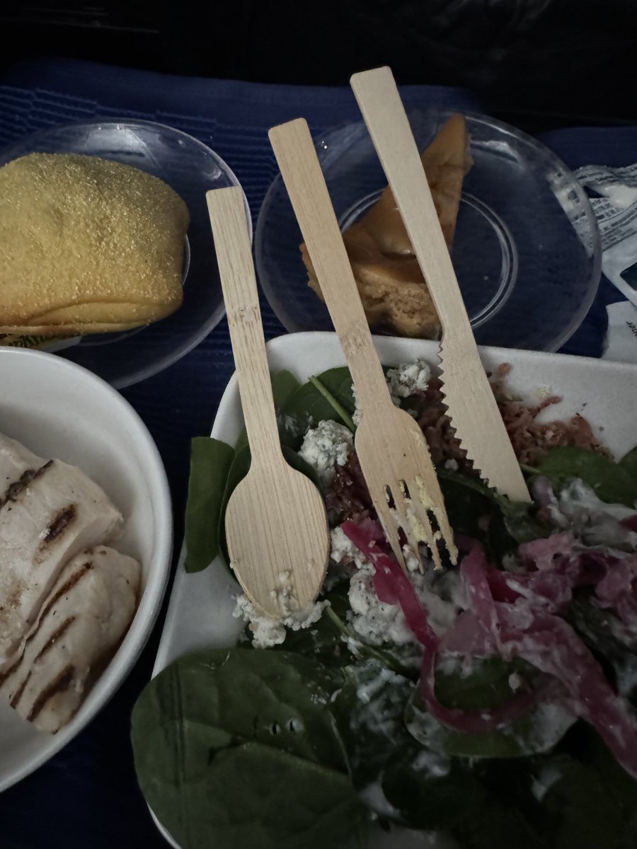 GRM84's tweet photo. ⁦@united⁩  Bamboo forks are for pandas, not passengers!  Fly ⁦@Delta⁩ https://t.co/pr3PiRPZK7