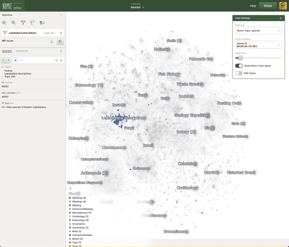 Visualising 250K articles extracted from <a href="/BioDivLibrary/">BHL</a>   via BioStor, intercative map made using <a href="/nomic_ai/">Nomic AI</a> atlas.nomic.ai/data/rdmpage/b…
