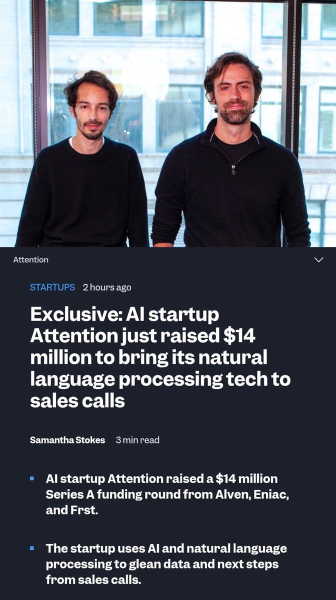 People ask how to invest in the fastest-growing startups in NYC. The answer? Back companies that start with "Attenti." Attentive was the fastest-growing company for years and is now a monster, and Attention 10xed its ARR last year and just announced their Series A. Easy peasy!