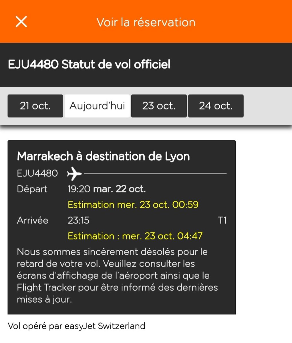 BrivaSeb's tweet image. Bonjour @easyJet , vol EJU4480 au départ de Marrakech et à destination de Lyon annonce à l heure à l aéroport et avec une estimation de 4h de retard sur votre appli et personne pour nous répondre sur place...
On peut en savoir plus???
#easyjet