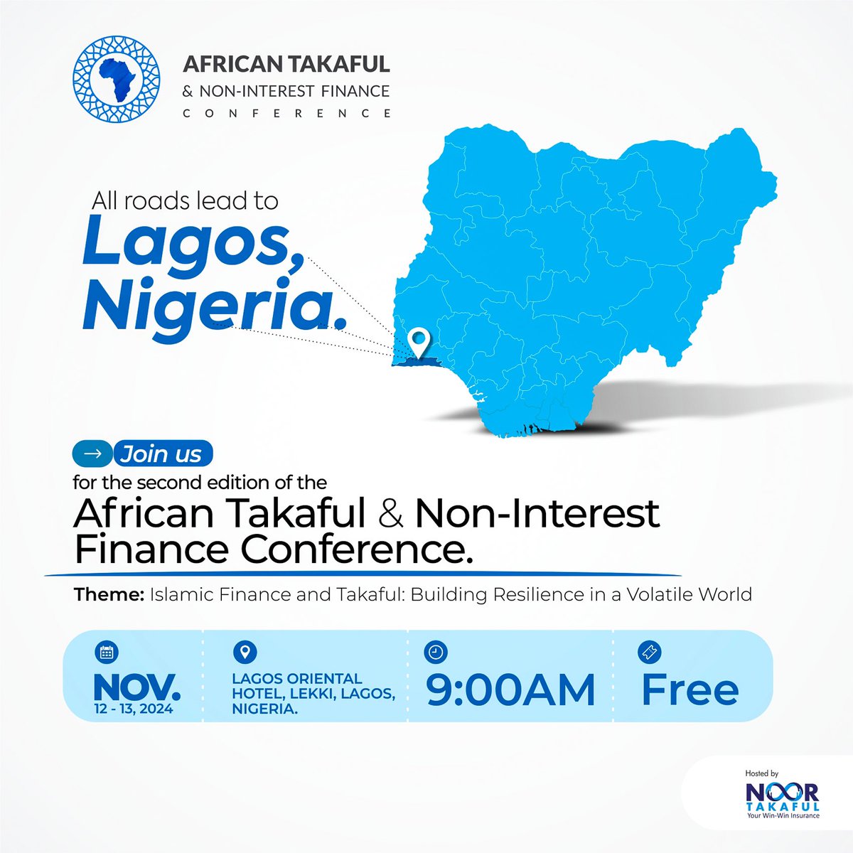 NoortakafulNG's tweet image. ONLY 21 DAYS LEFT!
Get ready for the African Takaful and Non-Interest Finance Conference 2024! 

We're thrilled to bring you:
Keynote speeches from industry thought leaders
Interactive panel sessions
Valuable networking opportunities

Don't miss out! Secure your spot NOW by…