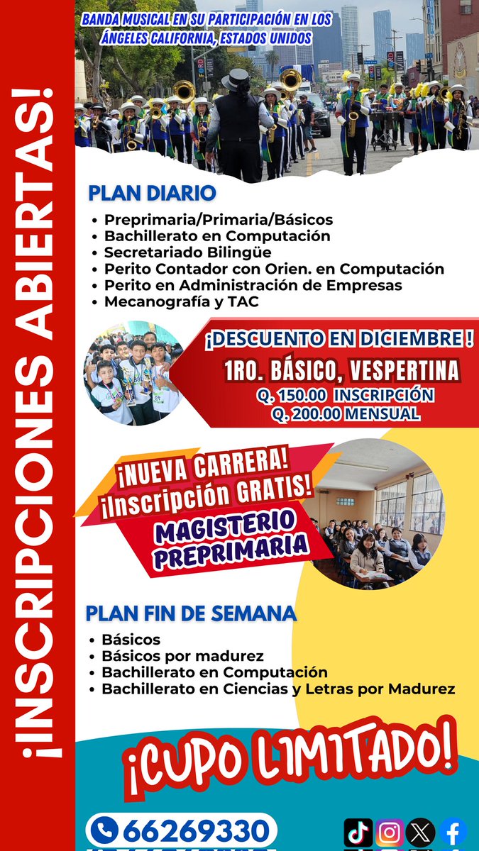 RAMColegio's tweet photo. 📌📌  INSCRIPCIONES ABIERTAS 2025 📌📌

🔴 ¡CUPO LIMITADO!

✅✅¡APROVECHA LAS PROMOCIONES EN DICIEMBRE!

 🔴 Horario de atención en Secretaría para información e inscripción:
7:30 AM. A 12:30 PM., lunes a viernes https://t.co/RQcDLfvPsE
