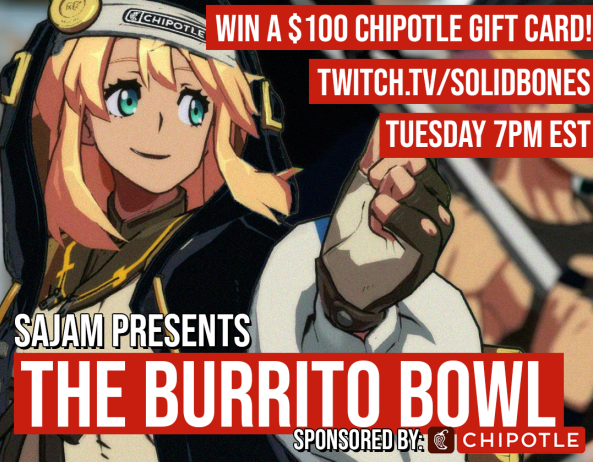 Today is the FINAL BURRITO BOWL. Please do me a favor and share this around -- I want to get as many Large Gamers as possible to stop Red Ditto from winning! Come help kick his butt for burrito dollars
challonge.com/burritobowl06