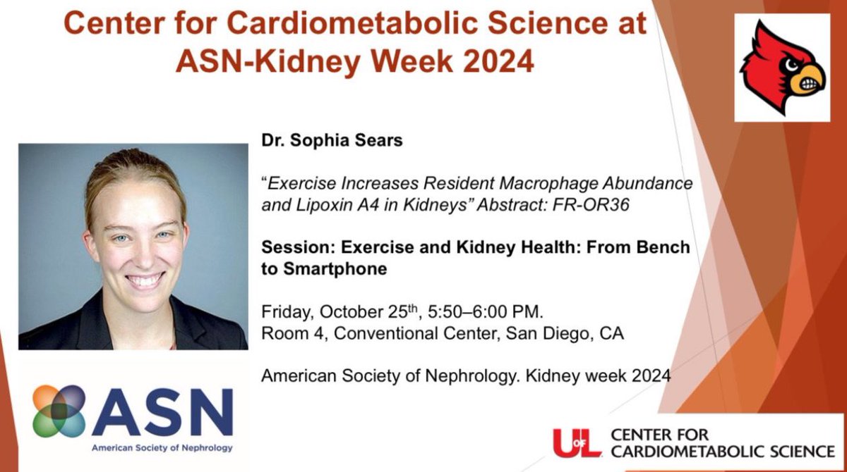 This week, Dr. Sears will present at the American Society of Nephrology's Annual Kidney Week Conference in San Diego, CA. This collaborative effort, including Drs. Hellmann, Sansbury, Singhal, and Jones, highlights exercise-mediated changes in immune cells in the Kidney