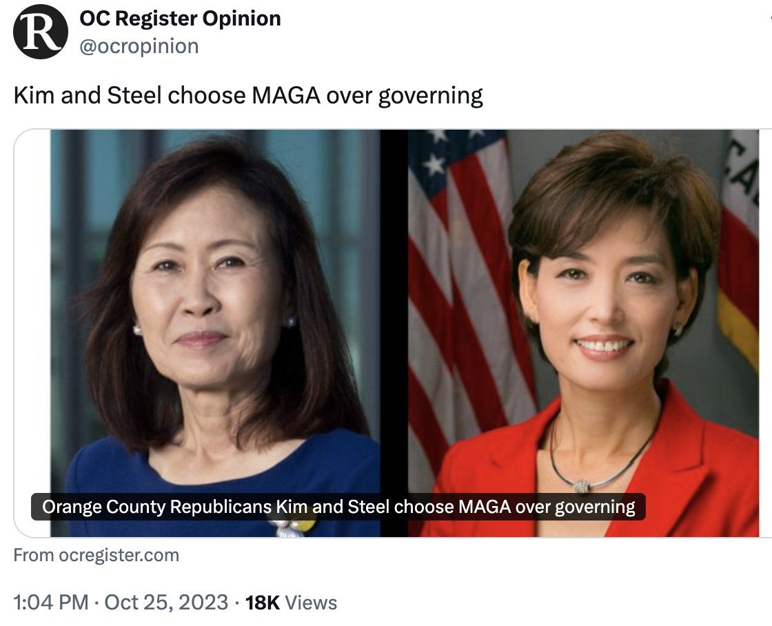 kristine_kenyon's tweet photo. @joekerrcongress OC voters in #CA45 and #CA40 are sick and tired of elected Republicans grifting and outright stealing their hard earned tax dollars. It’s time for change. #NotOneRepublican #VoteBlue https://t.co/IqyC6x82ZV