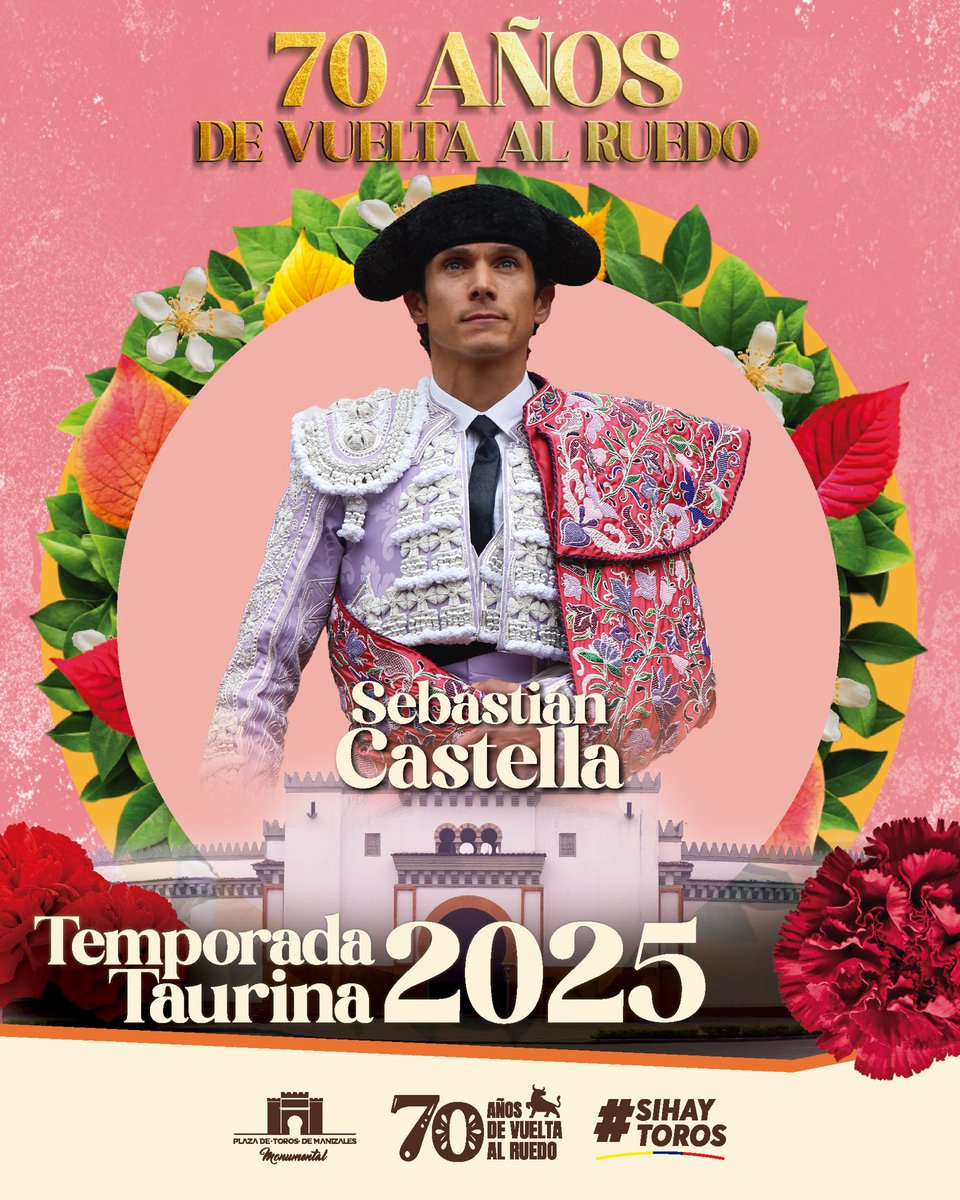 🇫🇷Sebastián Castella🇫🇷
 
Regresa a la Feria de Manizales, donde ya posee cuatro réplicas de la Catedral. Tras una brillante temporada 2024, se posiciona como el número 4 del escalafón taurino.