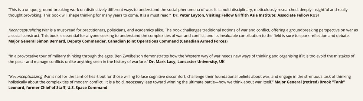 Just got some more early endorsements and praise for my upcoming book, 'Reconceptualizing War', coming out through Helion &amp; Company in April 2025. You can read about the book and view some comments by those that have already read and reviewed it. More news to come as this book
