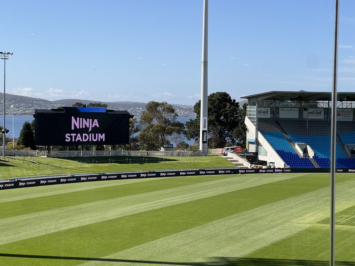 chrisroww's tweet photo. No, it’s not an unlockable arena on Super Smash Bros

NINJA STADIUM is now the official name for Bellerive Oval, with Cricket Tas striking a 4 year naming rights deal with the US based homewares company, SharkNinja. 🥷 

@abcsport https://t.co/UohYC3li7n