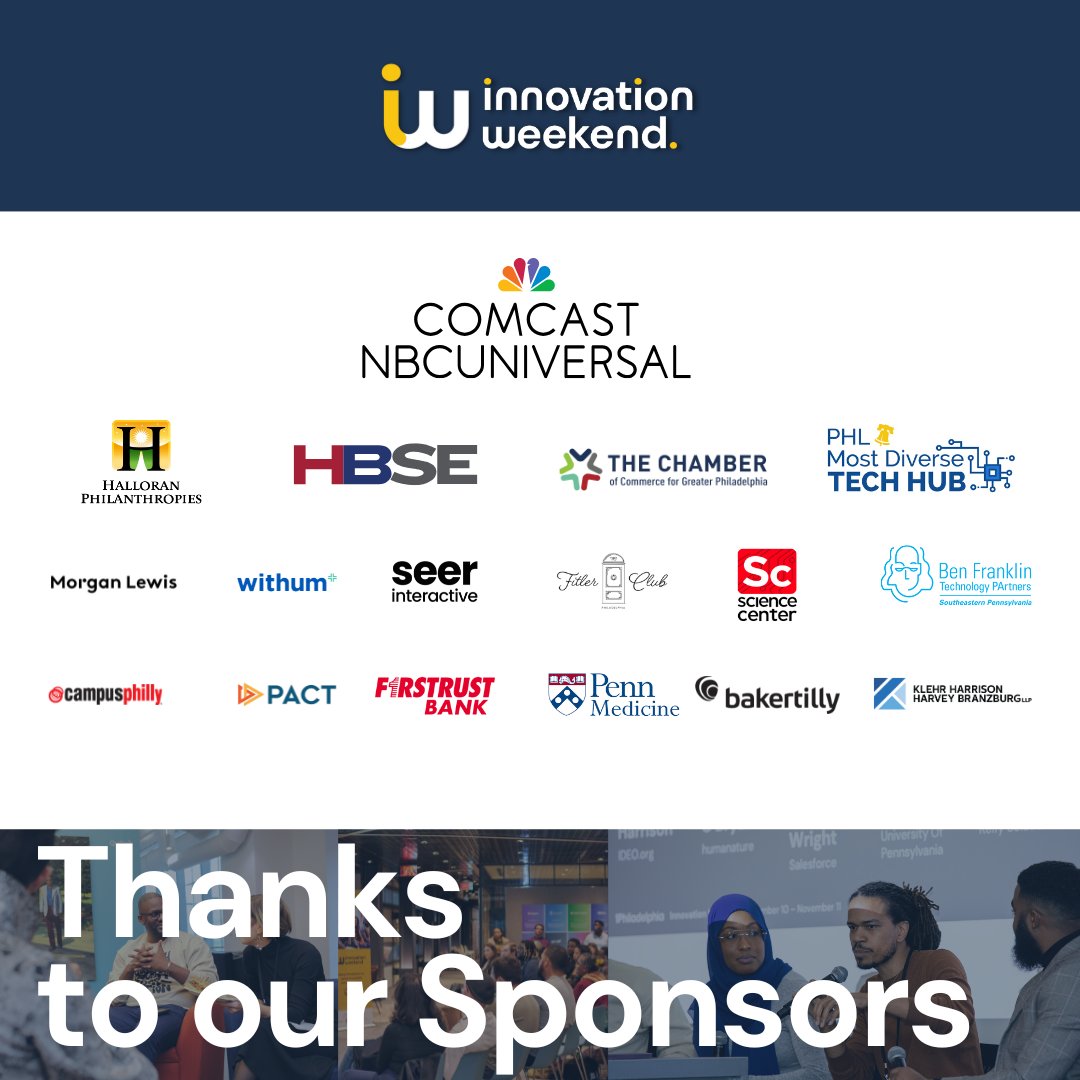 With #1Philadelphia’s third annual Innovation Weekend coming this week, we want to thank our sponsors for supporting both our mission and this incredible event. bit.ly/3y1D4dZ #IWphl24