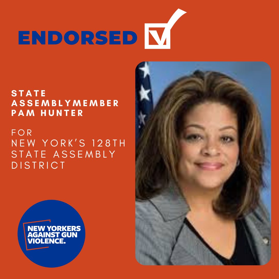New Yorkers Against Gun Violence (@nyagv1) on Twitter photo Gun violence affects us all. Vote for candidates who care about making our streets safer in Central New York. <a href="/PamelaHunter128/">Pamela Hunter</a>
o Pam Hunter, AD-128 (Syracuse)
#PublicSafety #GunReformNow Gun violence affects us all. Vote for candidates who care about making our streets safer in Central New York. <a href="/PamelaHunter128/">Pamela Hunter</a>
o Pam Hunter, AD-128 (Syracuse)
#PublicSafety #GunReformNow