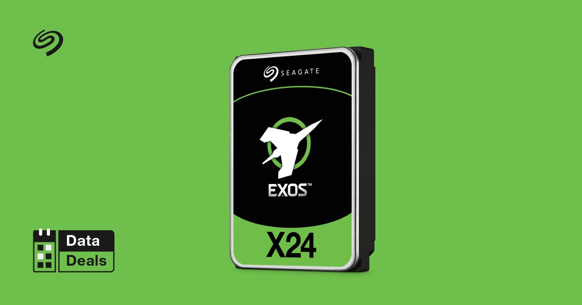 Seagate's tweet image. ❗ Data Deal Alert ❗

Store more for less with Exos, now on sale for this week&apos;s #DataDeal!  💸Upgrade your space and save big– perfect for backups, media files, and creative projects. 💾

Don’t miss out—grab yours before it&apos;s gone! ⏳

seagate.media/6013WEaoH

#SeagateExos