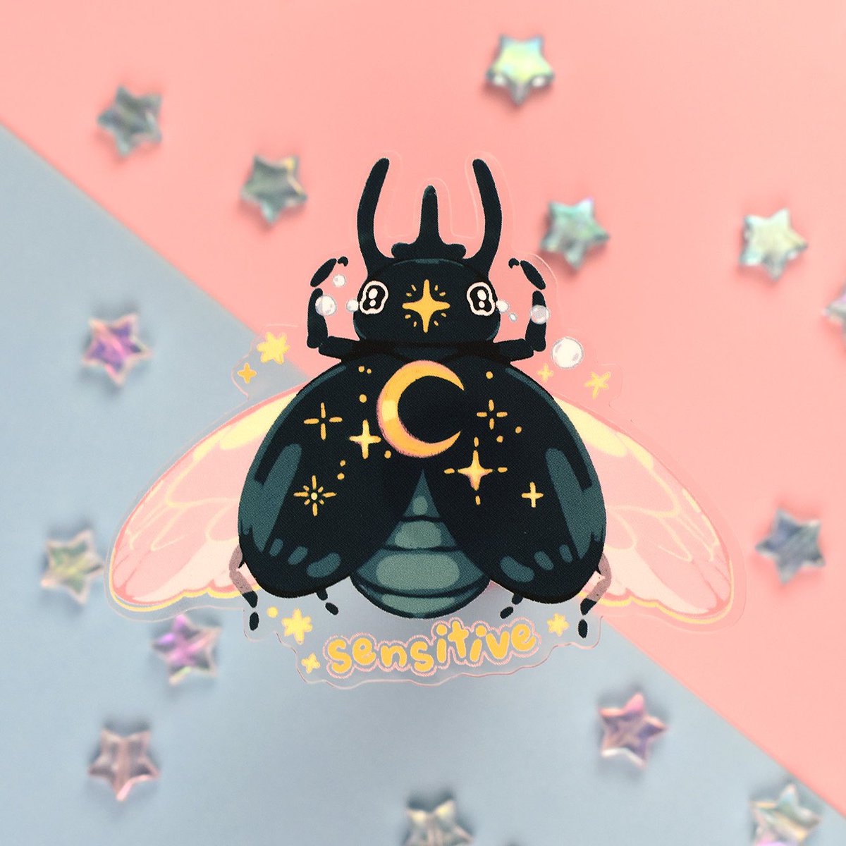 TheMoonborn's tweet image. A sensitive beetle to match the astral scarab ✨ I think this one is relatable for a lot of us 🥹🩵