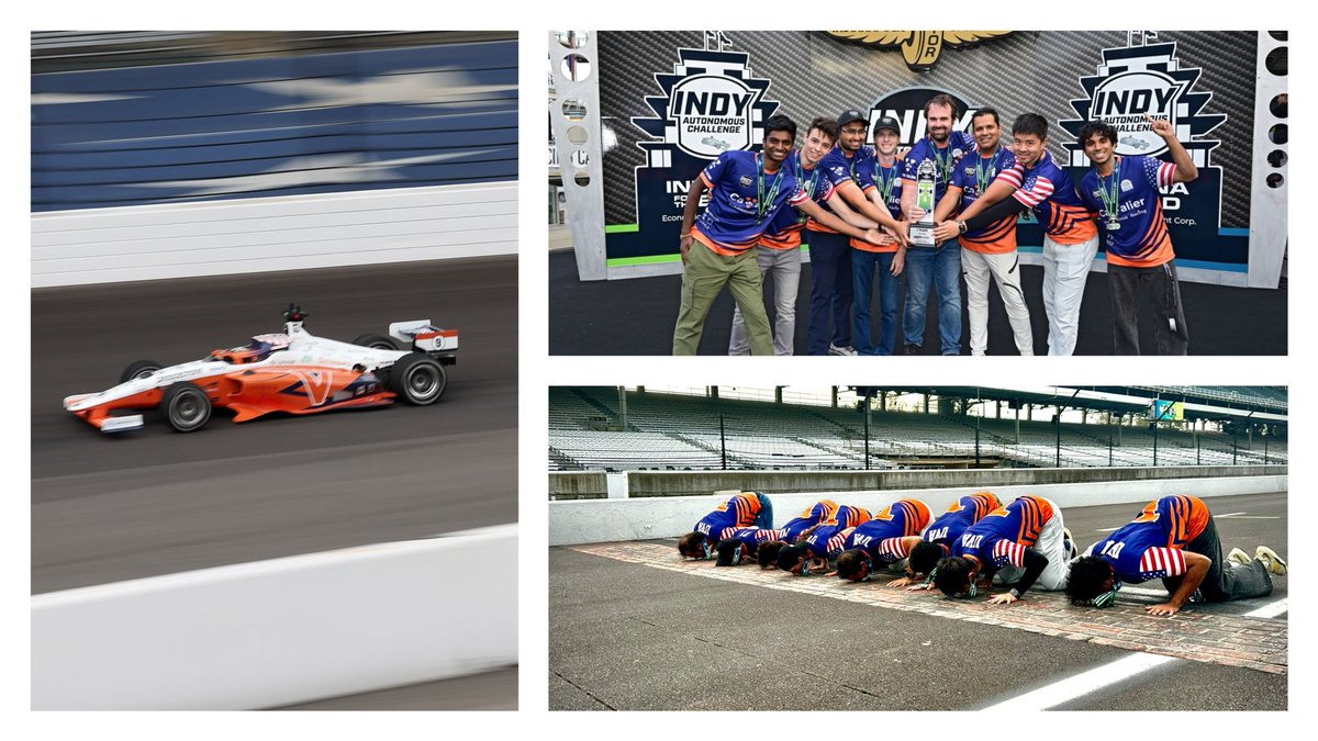 Indy Autonomous Challenge (@indyachallenge) on Twitter photo Listen to <a href="/BehlMadhur/">Madhur Behl</a> and Amar Kulkarni of <a href="/UVA/">UVA</a>’s Cavalier Autonomous Racing reflect on becoming the first American team to win the Indy Autonomous Challenge Time Trials, leading the AI revolution with new world record autonomy speeds set <a href="/IMS/">Indianapolis Motor Speedway</a> 🎙️🏎️🏁
Podcast link ⬇️ Listen to <a href="/BehlMadhur/">Madhur Behl</a> and Amar Kulkarni of <a href="/UVA/">UVA</a>’s Cavalier Autonomous Racing reflect on becoming the first American team to win the Indy Autonomous Challenge Time Trials, leading the AI revolution with new world record autonomy speeds set <a href="/IMS/">Indianapolis Motor Speedway</a> 🎙️🏎️🏁
Podcast link ⬇️