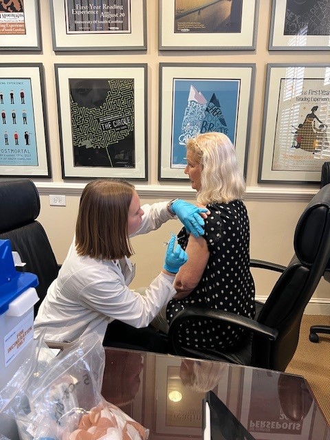 University of South Carolina College of Pharmacy (@uofscpharm) on Twitter photo Student pharmacists Ryann Burch and Ashley Runey, '26, administered flu vaccines to <a href="/UofSC/">University of South Carolina</a> leadership this week including President Amiridis and <a href="/UofSCProvost/">University of South Carolina Provost</a> Arnett.
Pharmacists play a crucial role in keeping our communities safe & healthy 💉 Happy American @Pharmacists Month! Student pharmacists Ryann Burch and Ashley Runey, '26, administered flu vaccines to <a href="/UofSC/">University of South Carolina</a> leadership this week including President Amiridis and <a href="/UofSCProvost/">University of South Carolina Provost</a> Arnett.
Pharmacists play a crucial role in keeping our communities safe & healthy 💉 Happy American @Pharmacists Month!