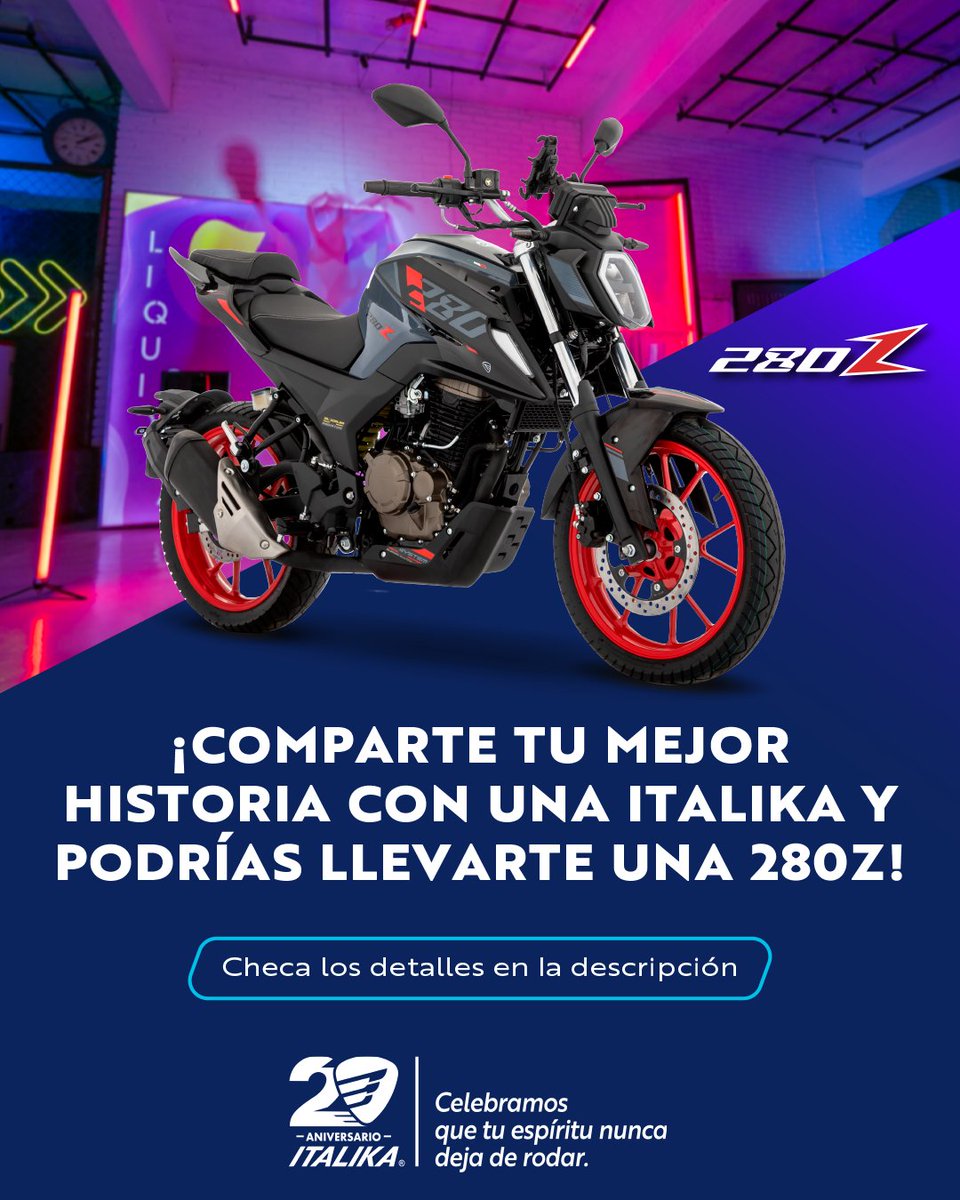 ItalikaOficial's tweet image. ¡Piloto! 
No pierdas la oportunidad de llevarte una #280Z 🔥 😎
Cuéntanos cuál ha sido tu mejor historia en tu ITALIKA. No olvides incluir el HT #ITALIKA20Años
Consulta T&amp;amp;C bit.ly/Terminos280Z

#ElMotorDeTuVida #ITK