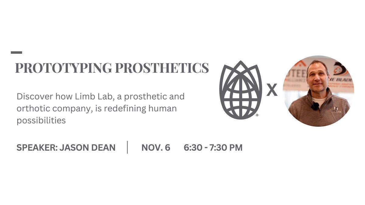 RoboticsCluster's tweet image. Join Nebraska Innovation Studio for a Robotics Speaker Series with Jason Dean from Limb Lab! Date: Nov 6, 6:30-7:30 p.m. Location: NIS Classroom. Free event with food and drinks! Register online: hubs.ly/Q02VlrWZ0
#Innovation #Robotics #Prosthetics #NebraskaInnovationStudio