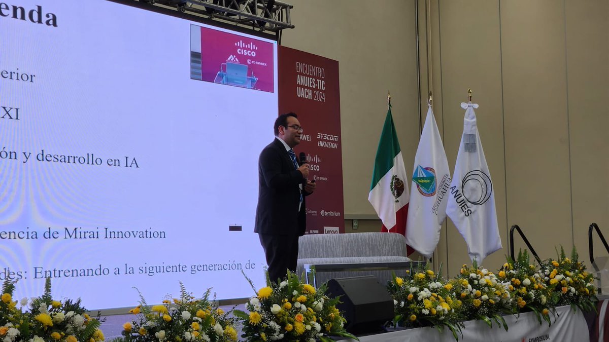 MetaRedMx's tweet photo. En estos momentos se realiza la conferencia magistral "Transformando la Educación Superior con Inteligencia Artificial"a cargo del Dr. Christian Peñaloza, en el #Encuentro #ANUIESTIC #UACH2024.
🤖💻
Te invitamos a seguir las transmisiones en: https://t.co/2X1pftDS2A 
#ANUIESTIC https://t.co/wdZfvlPU5S