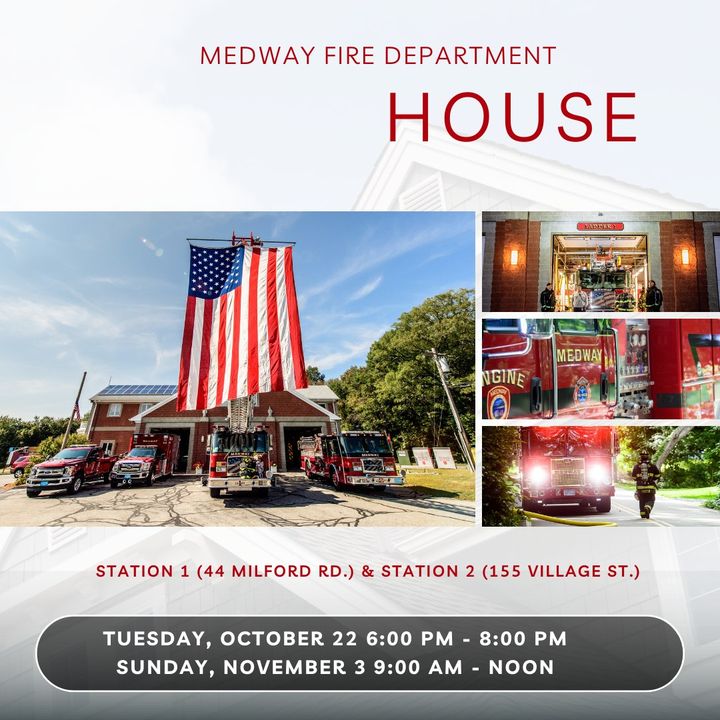 It's a Beautiful Day to Visit Your Medway Fire Stations! Both Stations will be open to the public TONIGHT (10/22) from 6:00 pm-8:00 pm. We hope to see you there so you can meet our professionals and see the challenges they meet every day. More info.: bit.ly/3zFGPq3