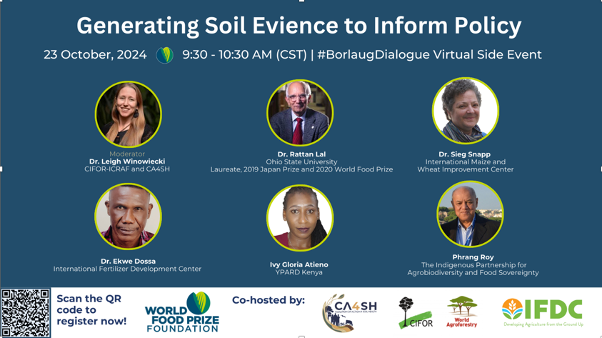 lawinowiecki's tweet photo. Generating and Leveraging Soil Evidence to Inform Policy and Practice
Join us @WorldFoodPrize Borlaug Dialogue 23 October 9:30 am CST
Online: https://t.co/V71if2cWoB
#FoodPrize2024 @YPARD @YpardAfrica @Sieg_SAS @CGIAR @IFDCGlobal @CIFOR_ICRAF @ca4sh_global #COPSoil #Youth4Soil https://t.co/kMyXY0ODVS