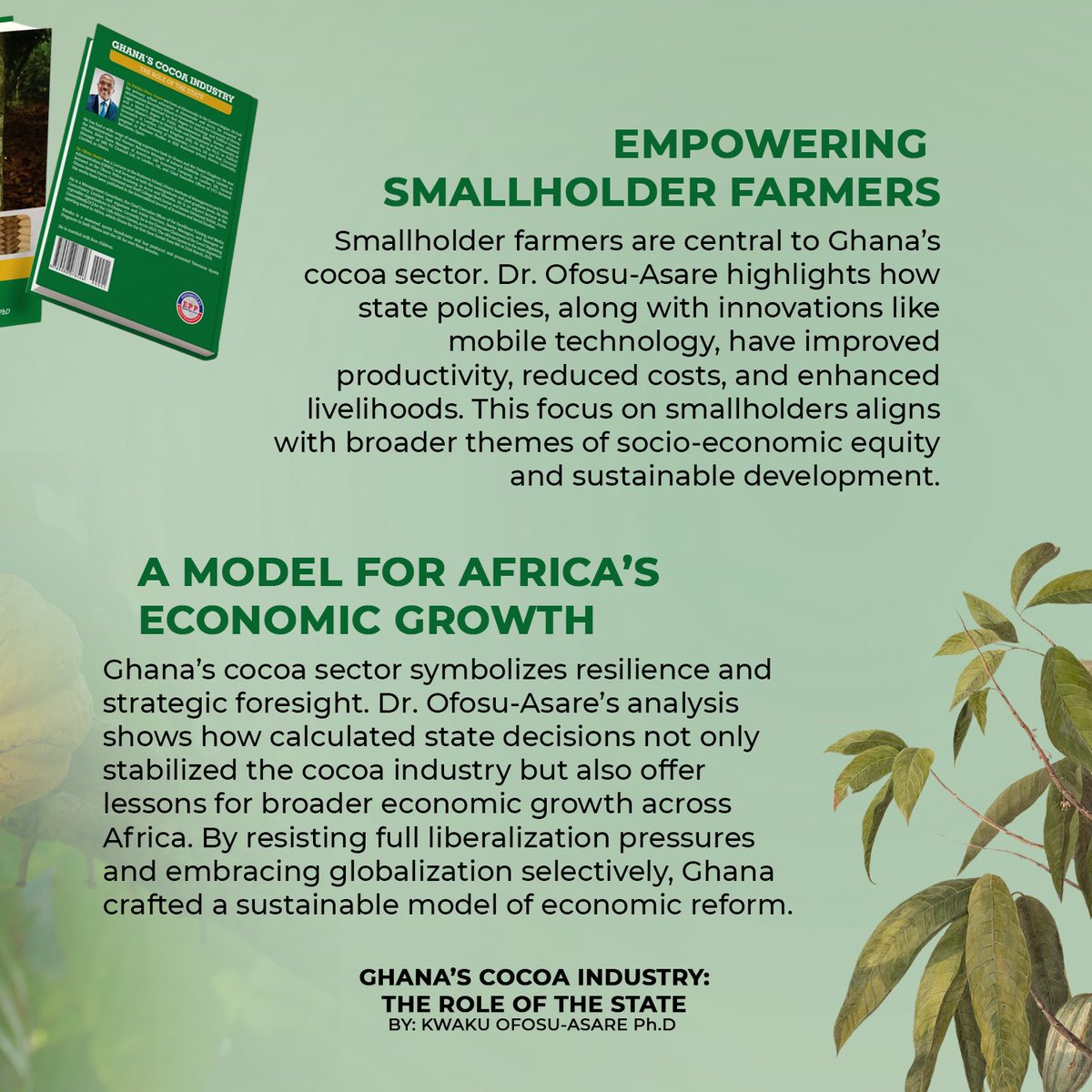 📚 Ghana’s Cocoa Success Story!

Discover how Ghana’s “Meso Model” has reshaped its cocoa sector, driving production and farmer income while empowering smallholder farmers. My new book, “Ghana’s Cocoa Industry: The Role of the State”, takes you through this incredible journey of