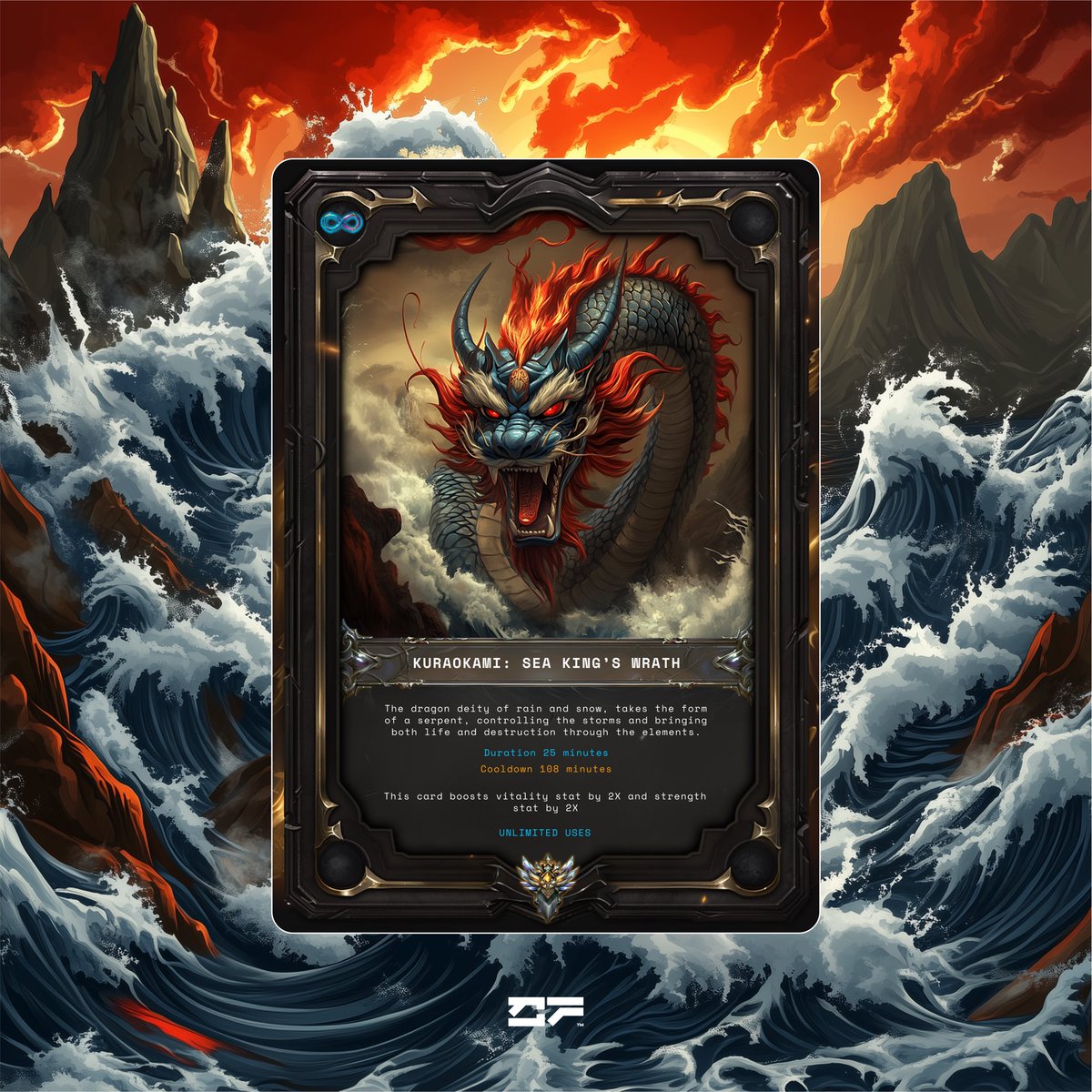 Just made my first card for <a href="/CloneForceTM/">CLONE⚔️FORCE : O.N.E.</a> with the game developer <a href="/yobsyobsyobs/">yobs ☁️</a> in a community stream &amp; WOW 👀🐉🌊 PLUS - I won a free month of <a href="/midjourney/">Midjourney</a> 🙌🏾

Join their Discord👇🏾 to help Create!