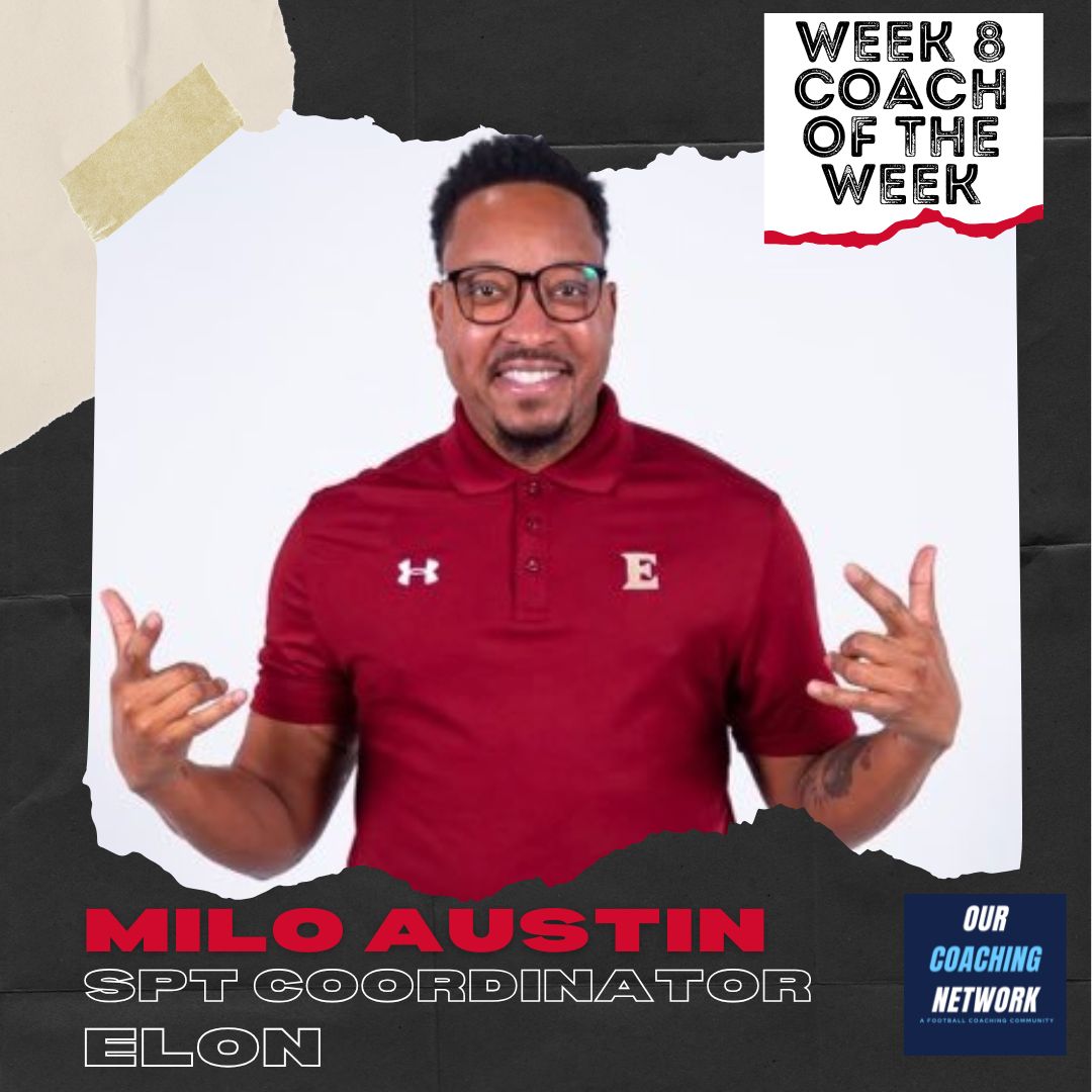 🏈SPT Coordinator of the Week🏈

Following @elonfootball's 30-14 win against Albany <a href="/CoachMAustin/">Milo Austin, M.S.</a> is our FCS STC of the Week presented by <a href="/ourcitycoffee/">Our City Coffee</a> ☕️

Had TWO Kickoff Return TDs &amp; Avg 51.7 Yards/Punt on 6 Punts👏

Coach of the Week🧵👆
