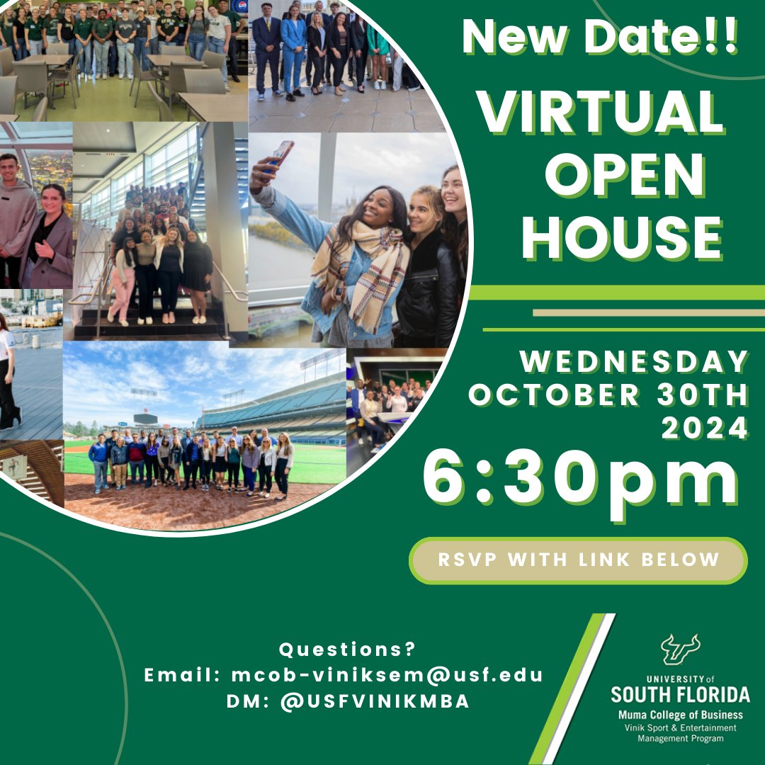 NEW DATE!!

Interested in the USF VSEM program? 

Join us for our virtual open house event! Connect with current students, get your questions answered, and see if this is the right fit for you. 

Register Here! 

usf.az1.qualtrics.com/jfe/form/SV_5d…

#USFVSEM