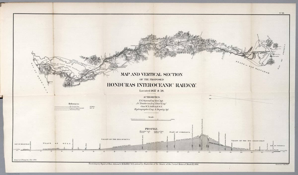 Terrain cross-sections were common on 19th century maps. A preview of the upcoming Matthew Edney lecture on at the November 7th WMS meeting. Sign up at washmapsociety.org

Check out <a href="/DavidRumseyMaps/">David Rumsey</a> to zoom in on this 1866 map of a proposed Honduran Interoceanic Railway.