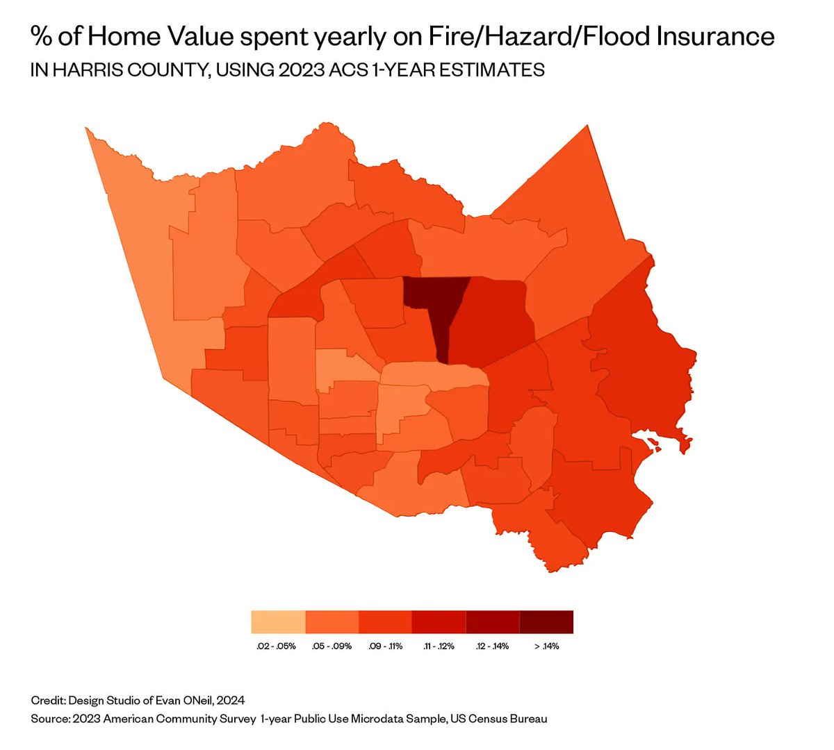 allynwest's tweet photo. These new maps by @eoneil83 show the neighborhoods in Texas where people are paying the highest percentage of their home value on disaster insurance —nowhere higher than northeast Houston
https://t.co/Hct0bjIzRw https://t.co/oXYjFa7k4M
