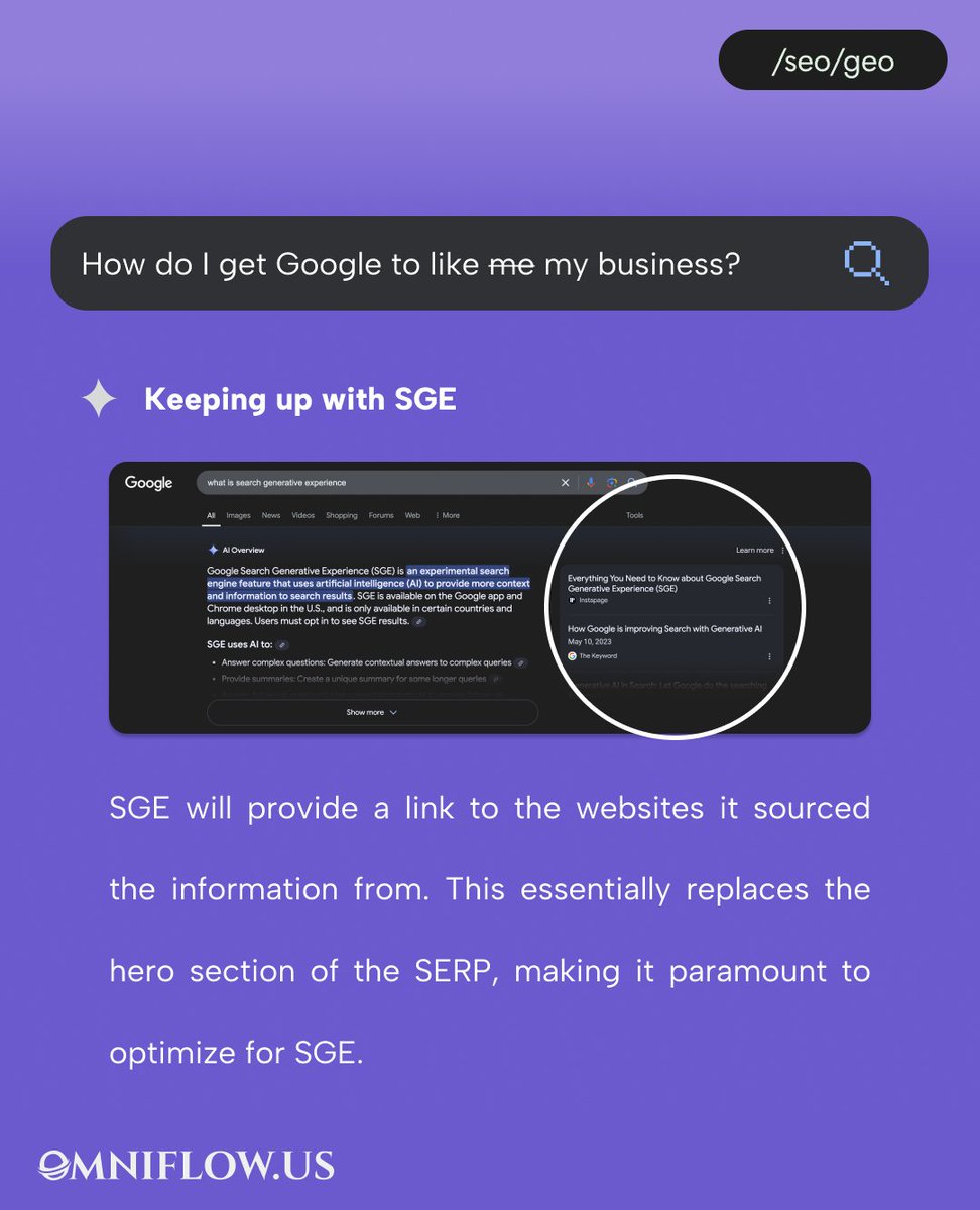 OmniFlowDigital's tweet image. Spooky season is upon us… don't let your site get ghosted by Google 👻 Here’s some info about Google’s new Search Generative Experience.