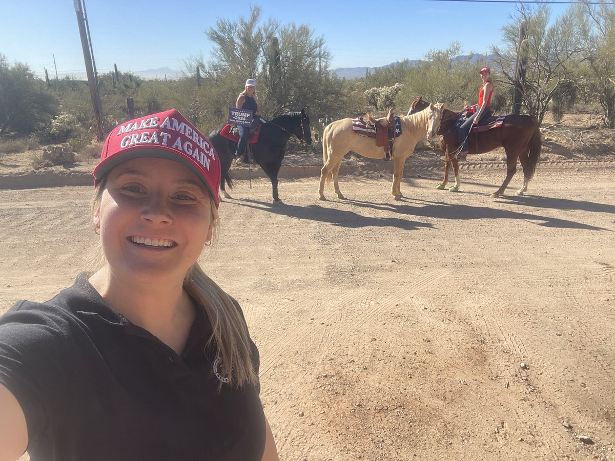 Caitservative's tweet image. When in horse territory, call your friend & knock doors on horseback! Beautiful morning & easy to talk to voters on their property! @TPAction_ we chase every damn ballot! @realDonaldTrump @elonmusk @JDVance @LaraLeaTrump @lacenagao #Trump2024 #Trump #MAGA2024 @realDonaldTrump