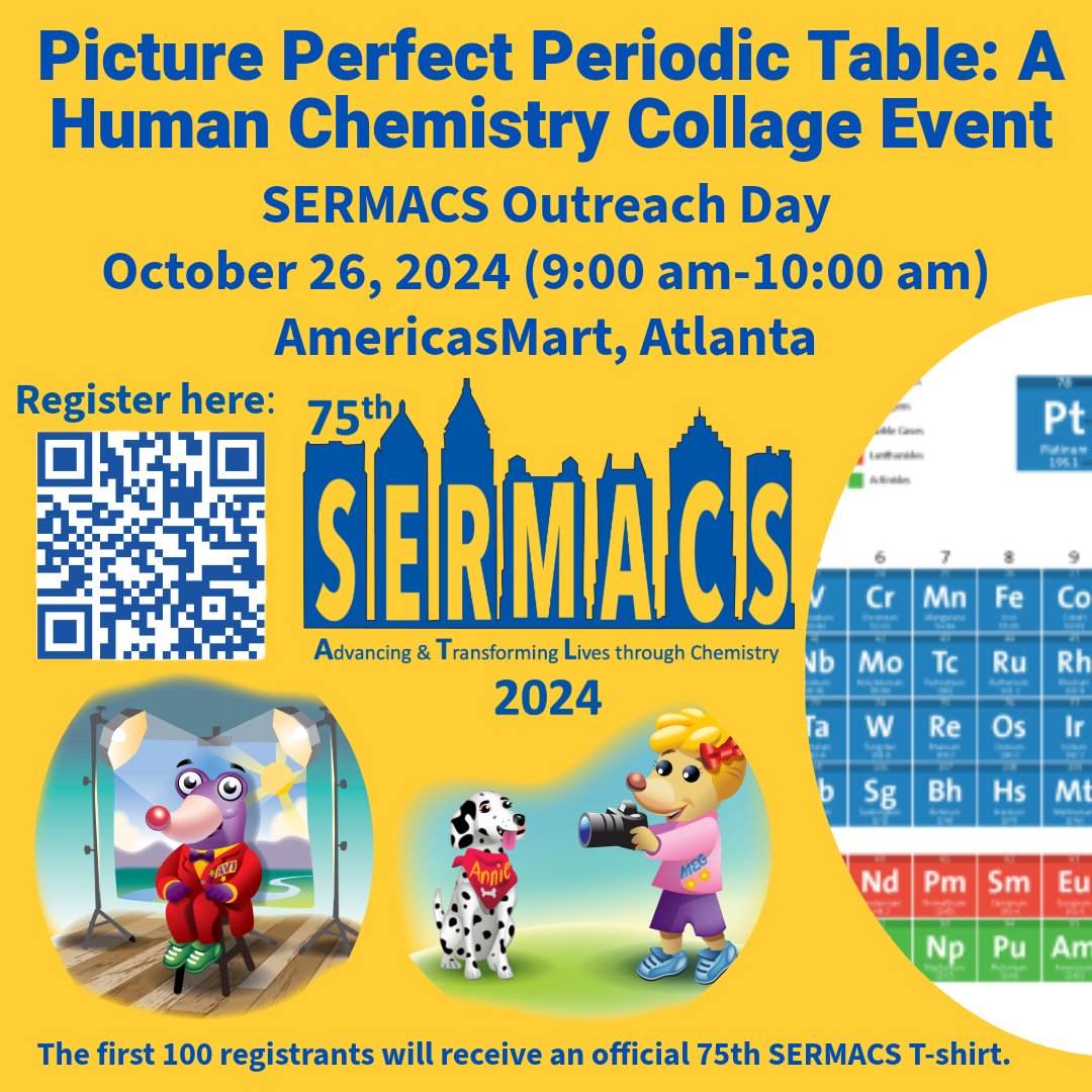 Ajay Mallia (@ajaymallia) on Twitter photo We're all set and excited for the 75th <a href="/sermacs2024/">sermacs2024</a> !
Register here: sermacs2024.org
A big shoutout to the HS students from Peachtree Ridge High School who printed out elements from the periodic table! Register for the periodic table event. <a href="/AmerChemSociety/">American Chemical Society</a> <a href="/cenmag/">C&EN (Chemical & Engineering News)</a> We're all set and excited for the 75th <a href="/sermacs2024/">sermacs2024</a> !
Register here: sermacs2024.org
A big shoutout to the HS students from Peachtree Ridge High School who printed out elements from the periodic table! Register for the periodic table event. <a href="/AmerChemSociety/">American Chemical Society</a> <a href="/cenmag/">C&EN (Chemical & Engineering News)</a>