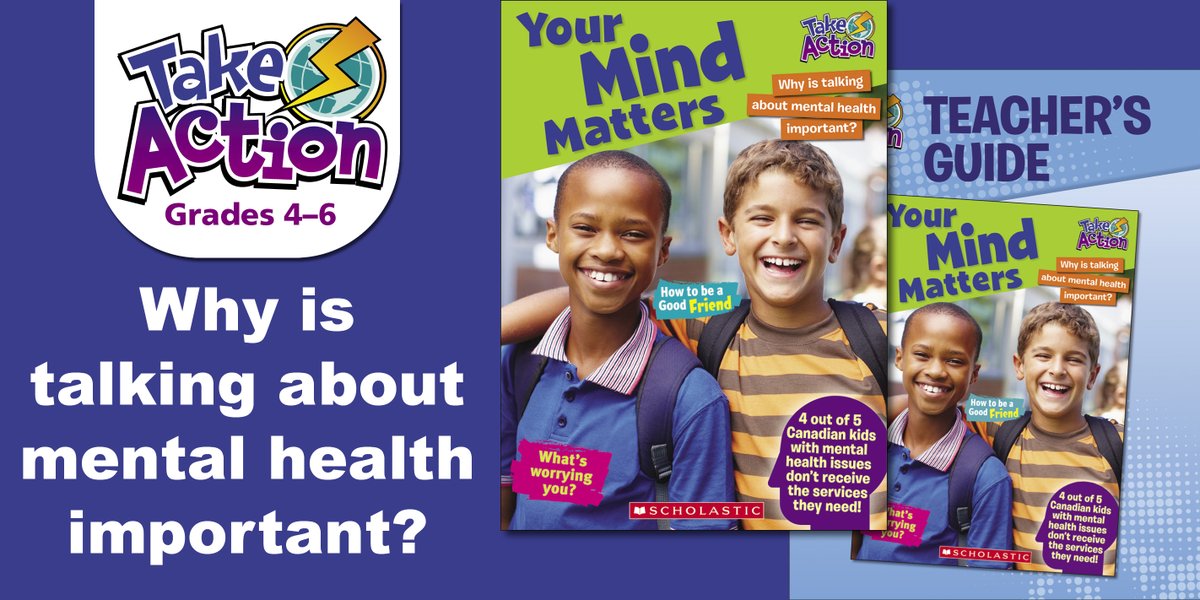ScholasticEdCda's tweet photo. The Take Action series helps kids in junior grades understand the world around them with topics like mental health, introducing types of mental health, how to de-stress, and coping strategies to help with well-being. Learn more about the series: https://t.co/sDqT42FvNb https://t.co/M4TR7evMnA