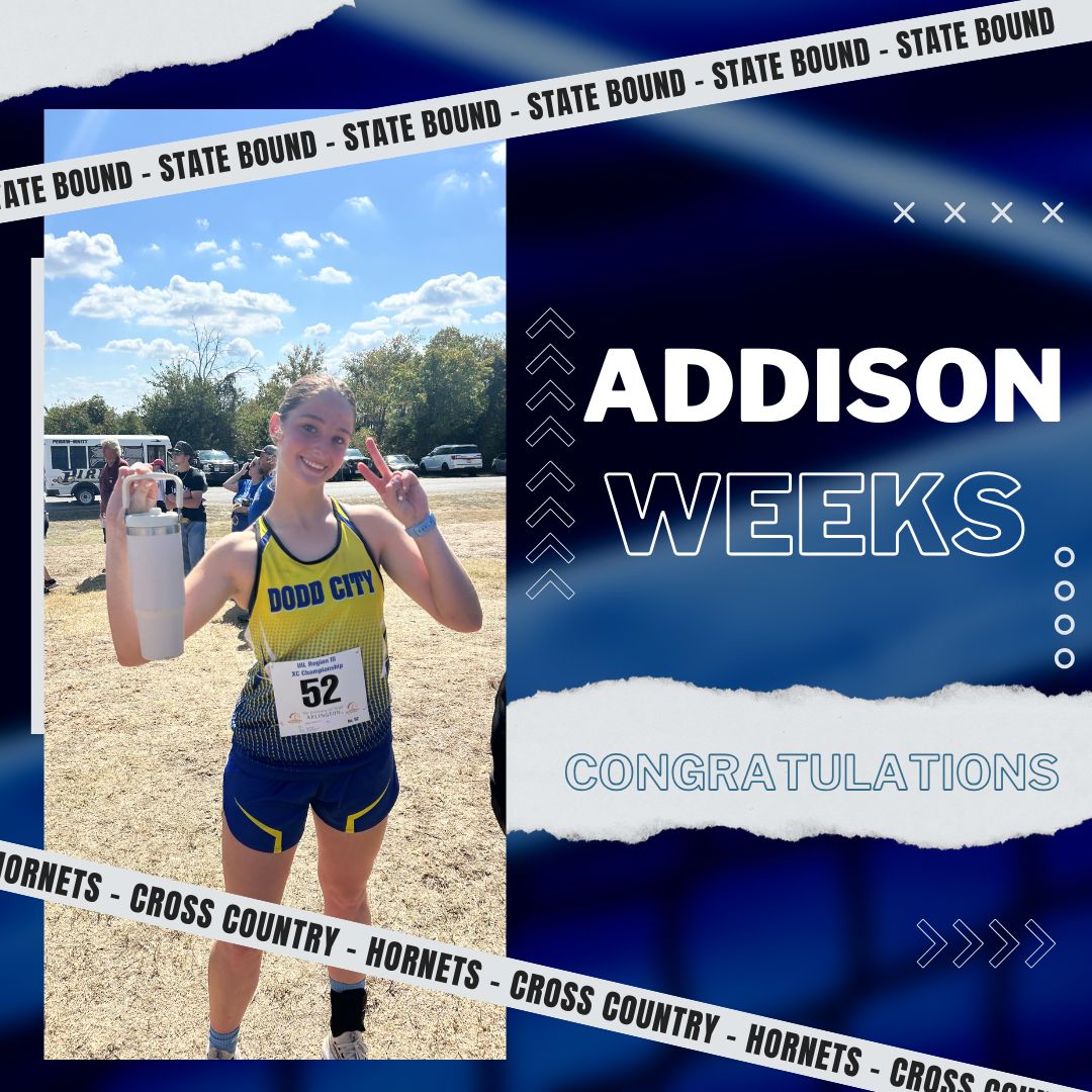 Congratulations to Addison Weeks for advancing to STATE!!  Way to go!!