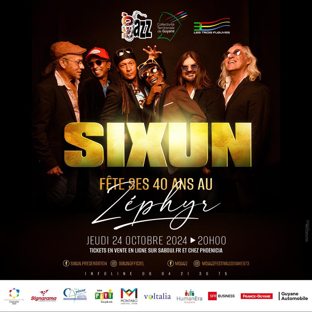 Très heureux de revenir jouer en Guyane : SIXUN sera le 24 octobre au Zéphyr pour fêter ses 40 ans dans le cadre de festival Mo Jazz !!! #jazz #jazzband #groove #Sixun #livemusic #concert #guyane #guyanefrancaise #keyboardplayer #jeanpierrecomo #jazzfusion #Sixunfêteses40ans