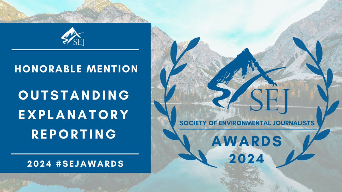 <a href="/JonathanFahey/">Jonathan Fahey</a> <a href="/AP/">The Associated Press</a> <a href="/washingtonpost/">The Washington Post</a> <a href="/sainya/">sweta nautiyal</a> <a href="/Rachel_Chason/">Rachel Chason</a> <a href="/jaheezus/">jahi chikwendiu</a> <a href="/Ducroquet/">Simon Ducroquet</a> <a href="/niko_tinius/">Niko Kommenda</a> <a href="/atulloke/">Atul Loke</a> <a href="/shannonosaka/">Shannon Osaka</a> <a href="/partlowj/">Joshua Partlow</a> <a href="/vanhoutenphoto/">Carolyn Van Houten</a> <a href="/NPR/">NPR</a> <a href="/rhersher/">Rebecca Hersher</a> <a href="/connjie/">Connie Jin</a> @ryanjamescliff <a href="/lesommer/">Lauren Sommer</a> <a href="/greeningplanet/">Pragati Shahi</a> <a href="/DanielPWWood/">Daniel Wood</a> <a href="/propublica/">ProPublica</a> <a href="/CarolineYLChen/">Caroline Chen</a> <a href="/fieldsrobin/">Robin Fields</a> <a href="/KFlynnNola/">Kathleen Flynn</a> <a href="/A_L/">Al Shaw</a> 2nd Honorable Mention — Outstanding Explanatory Reporting, Large — 2024 #SEJAwards

"Banning Renewable Energy"
<a href="/USATODAY/">USA TODAY</a> 

Meet the team and read the judges’ comments: sej.org/outstanding-ex…