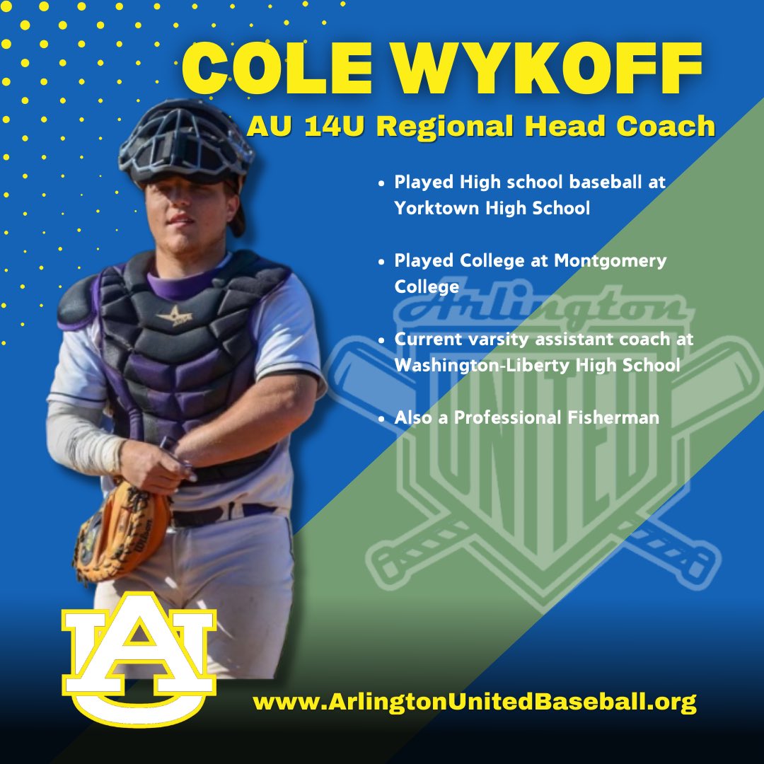 ⚾️ 𝙈𝙀𝙀𝙏 𝙊𝙐𝙍 𝘾𝙊𝘼𝘾𝙃𝙀𝙎 ⚾️

𝐂𝐨𝐚𝐜𝐡 𝐂𝐨𝐥𝐞 𝐖𝐲𝐤𝐨𝐟𝐟 - Arlington United 14U Regional Head Coach. Current Varsity Assistant Coach at Washington-Liberty High School and a Professional Fisherman! 

#UnitedFamily