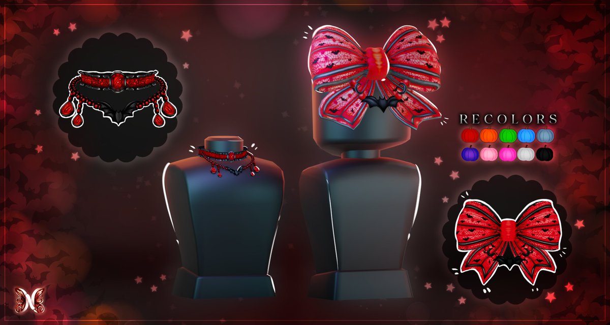 Halloween UGCs commission for <a href="/AngelicFavor_/">AngelicFavor</a> ! 🦇
🎃 Happy Spooky season!🎃

⭐Skirts, Wings, cups and bows:
roblox.com/groups/2891273…
⭐Witch hats and Kawaii Hoodies:
roblox.com/groups/3511280…
⭐Necklaces: 
roblox.com/groups/643462/…

#RobloxDev #Roblox #RobloxUGC