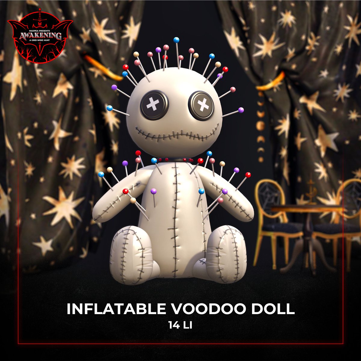 MadPea’s Inflatable Voodoo Doll is perfect for indoor chills, outdoor thrills, and hauntingly fun parties! Whether you're looking to add a little spirit or raise the stakes, this doll is a fang-tastic treat!  There is still time to join The Awakening:bit.ly/4esPewl