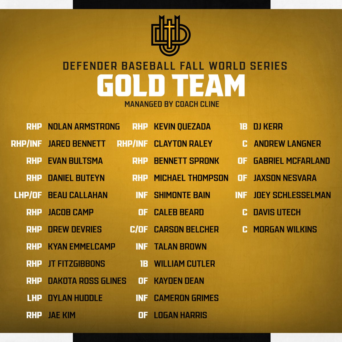 Defender Fall World Series Game 1 tonight with first pitch at 4:15 PM!