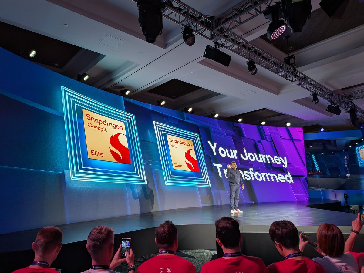 tnkgrl's tweet photo. Time for day 2 of the #SnapdragonSummit :) Here are the new #Oryon CPU-equipped #SnapdragonCockpitElite and #SnapdragonRideElite automotive SoC! 📷 #Pixel9ProFold https://t.co/u6pSgPy7Vu