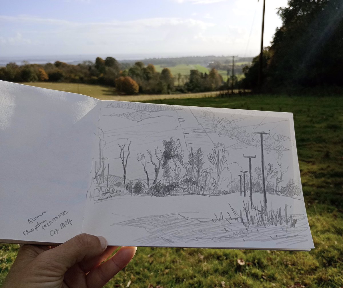 Sketch from last weekend. View over to Chepstow racecourse.
#Chepstow #Wyevalley #sketchbook #pencilsketch